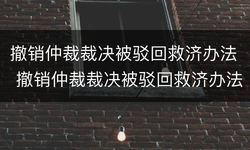 撤销仲裁裁决被驳回救济办法 撤销仲裁裁决被驳回救济办法有效吗