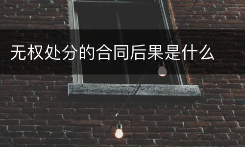 无权处分的合同后果是什么