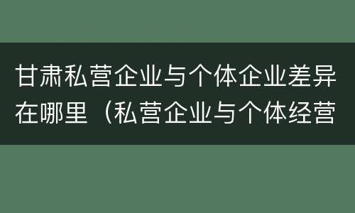 甘肃私营企业与个体企业差异在哪里（私营企业与个体经营企业的区别）