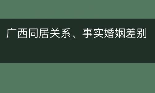 广西同居关系、事实婚姻差别
