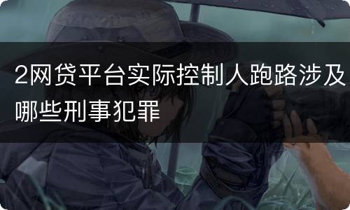 2网贷平台实际控制人跑路涉及哪些刑事犯罪