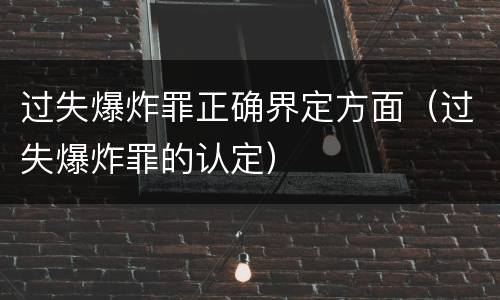 过失爆炸罪正确界定方面（过失爆炸罪的认定）