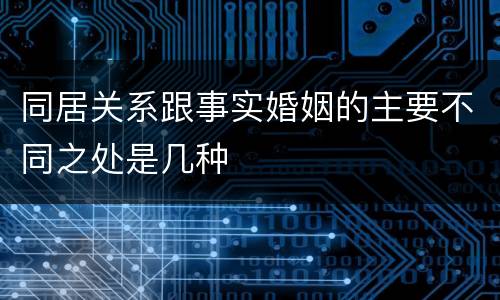 同居关系跟事实婚姻的主要不同之处是几种
