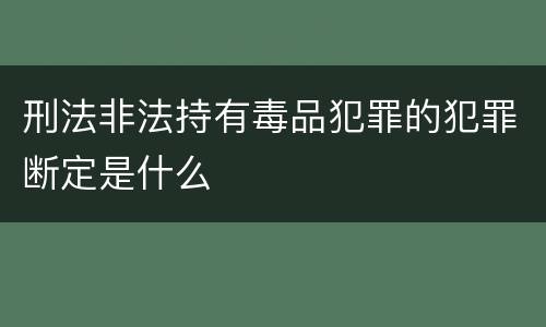 刑法非法持有毒品犯罪的犯罪断定是什么