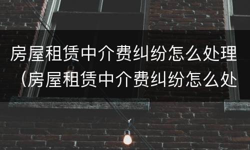 房屋租赁中介费纠纷怎么处理（房屋租赁中介费纠纷怎么处理的）