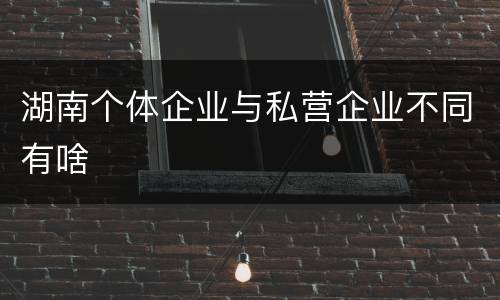 湖南个体企业与私营企业不同有啥