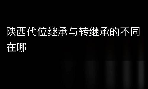 陕西代位继承与转继承的不同在哪