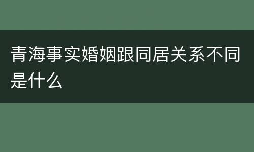 青海事实婚姻跟同居关系不同是什么