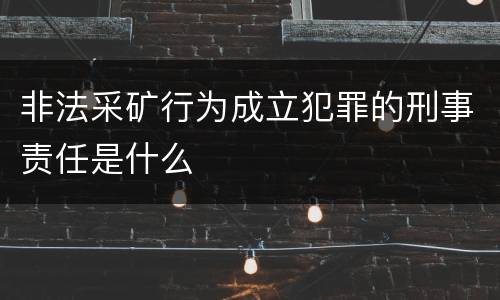非法采矿行为成立犯罪的刑事责任是什么