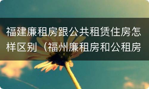 福建廉租房跟公共租赁住房怎样区别（福州廉租房和公租房）