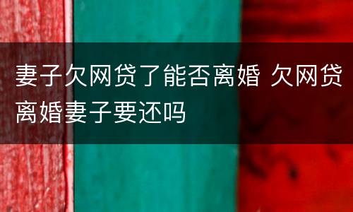 妻子欠网贷了能否离婚 欠网贷离婚妻子要还吗