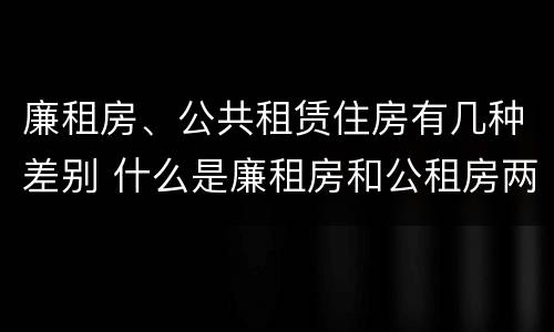 廉租房、公共租赁住房有几种差别 什么是廉租房和公租房两个有什么特点