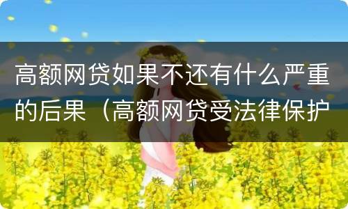 高额网贷如果不还有什么严重的后果（高额网贷受法律保护吗）