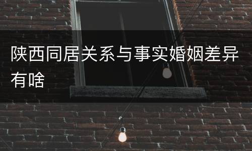 陕西同居关系与事实婚姻差异有啥