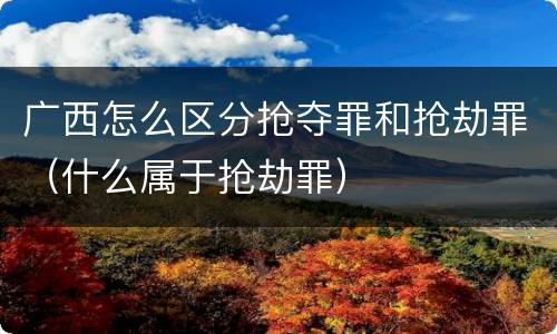广西怎么区分抢夺罪和抢劫罪(什么属于抢劫罪)