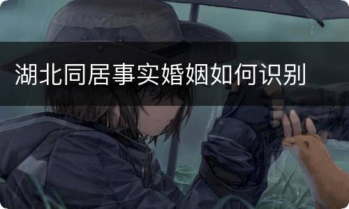 湖北同居事实婚姻如何识别