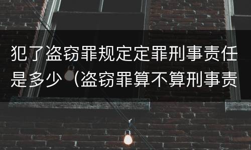 犯了盗窃罪规定定罪刑事责任是多少（盗窃罪算不算刑事责任）