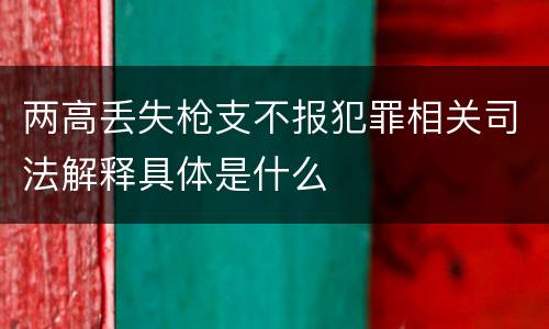 两高丢失枪支不报犯罪相关司法解释具体是什么