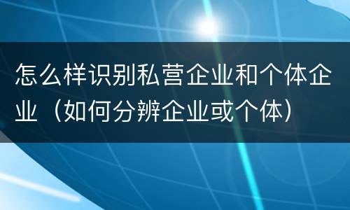 怎么样识别私营企业和个体企业（如何分辨企业或个体）