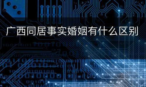 广西同居事实婚姻有什么区别