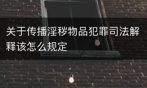 关于传播淫秽物品犯罪司法解释该怎么规定
