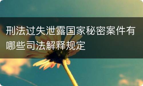 刑法过失泄露国家秘密案件有哪些司法解释规定
