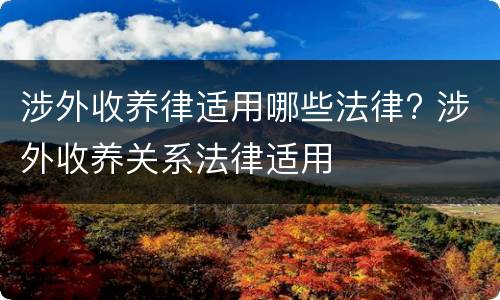 涉外收养律适用哪些法律? 涉外收养关系法律适用