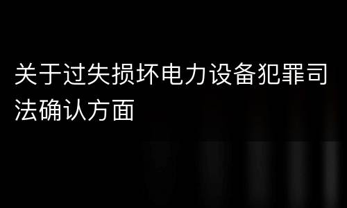 关于过失损坏电力设备犯罪司法确认方面