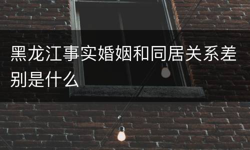 黑龙江事实婚姻和同居关系差别是什么