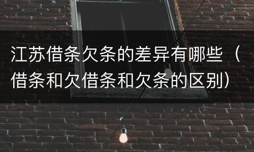 江苏借条欠条的差异有哪些（借条和欠借条和欠条的区别）