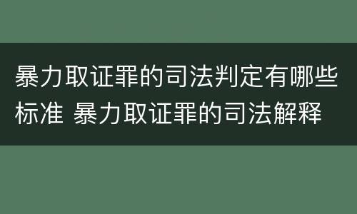 暴力取证罪的司法判定有哪些标准 暴力取证罪的司法解释