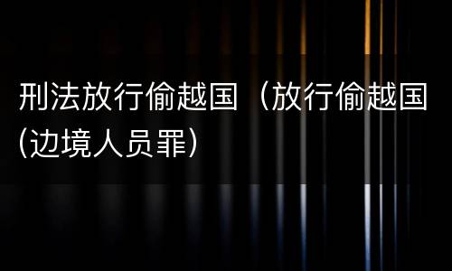 刑法放行偷越国（放行偷越国(边境人员罪）
