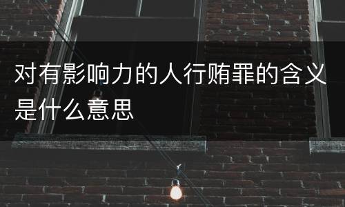 对有影响力的人行贿罪的含义是什么意思
