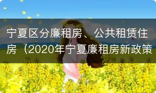 宁夏区分廉租房、公共租赁住房（2020年宁夏廉租房新政策）