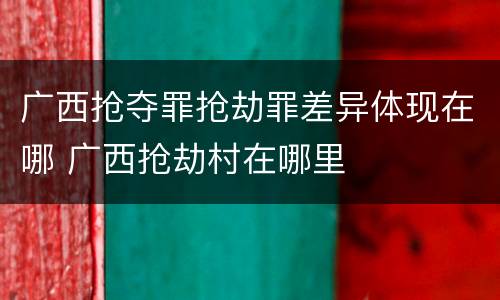 广西抢夺罪抢劫罪差异体现在哪 广西抢劫村在哪里