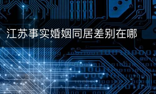 江苏事实婚姻同居差别在哪