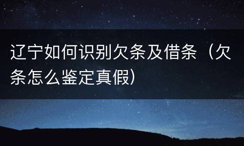 辽宁如何识别欠条及借条（欠条怎么鉴定真假）