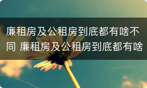 廉租房及公租房到底都有啥不同 廉租房及公租房到底都有啥不同呢
