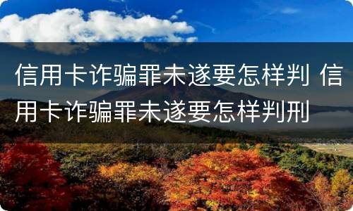信用卡诈骗罪未遂要怎样判 信用卡诈骗罪未遂要怎样判刑