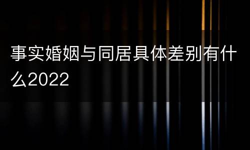 事实婚姻与同居具体差别有什么2022