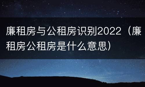 廉租房与公租房识别2022（廉租房公租房是什么意思）