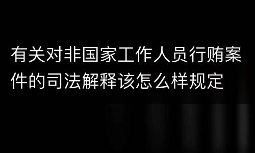 有关对非国家工作人员行贿案件的司法解释该怎么样规定