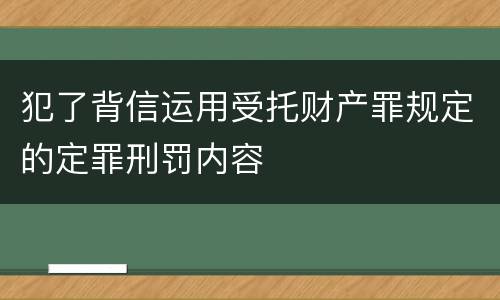 犯了背信运用受托财产罪规定的定罪刑罚内容