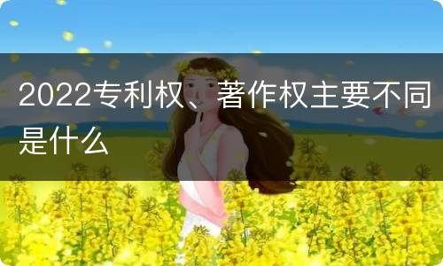 2022专利权、著作权主要不同是什么