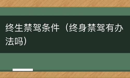 终生禁驾条件（终身禁驾有办法吗）