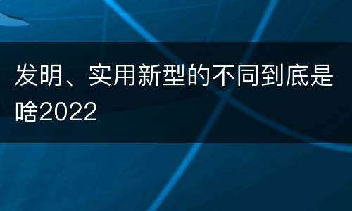 发明、实用新型的不同到底是啥2022