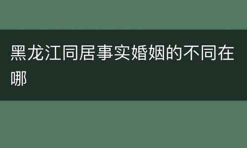 黑龙江同居事实婚姻的不同在哪