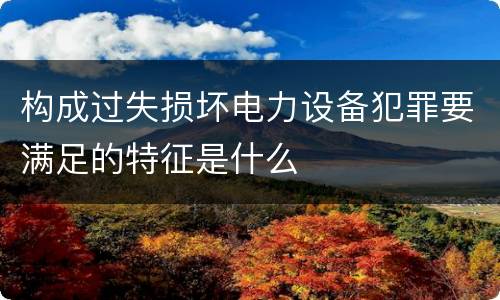 构成过失损坏电力设备犯罪要满足的特征是什么