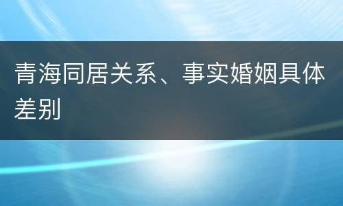 青海同居关系、事实婚姻具体差别