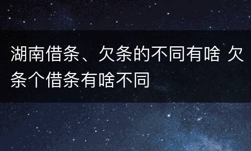 湖南借条、欠条的不同有啥 欠条个借条有啥不同